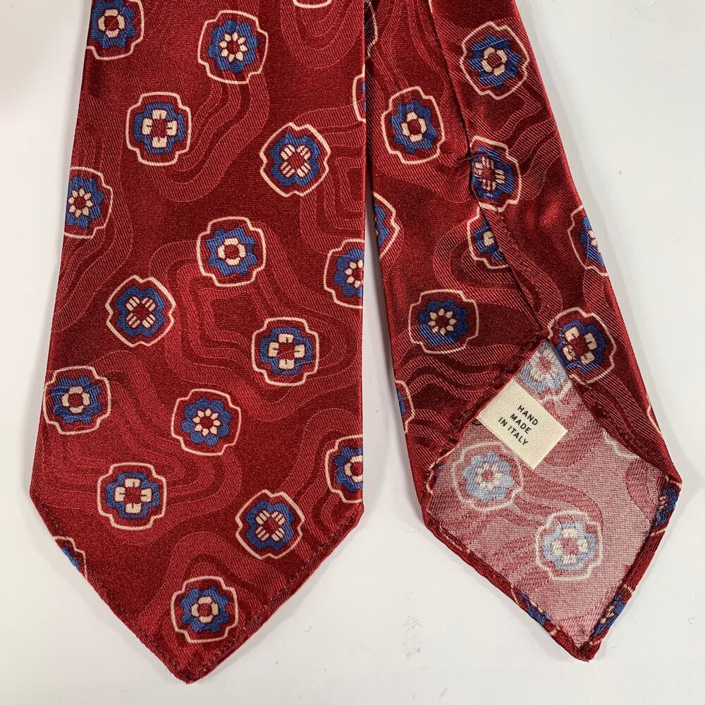 RRL by RALPH LAUREN Burgundy Blue & Cream Silk Tie
